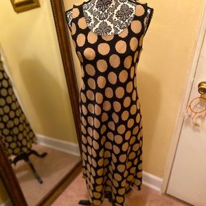 Dana Kay Black dress with Khaki/Gold polka dots